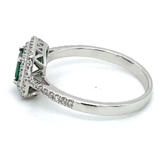 Certified Emerald .75ct Diamonds Platinum Ring - Picture 6 of 8